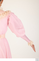  Photos Woman in Historical Civilian dress 3 19th century Medieval Clothing Pink dress arm 0004.jpg